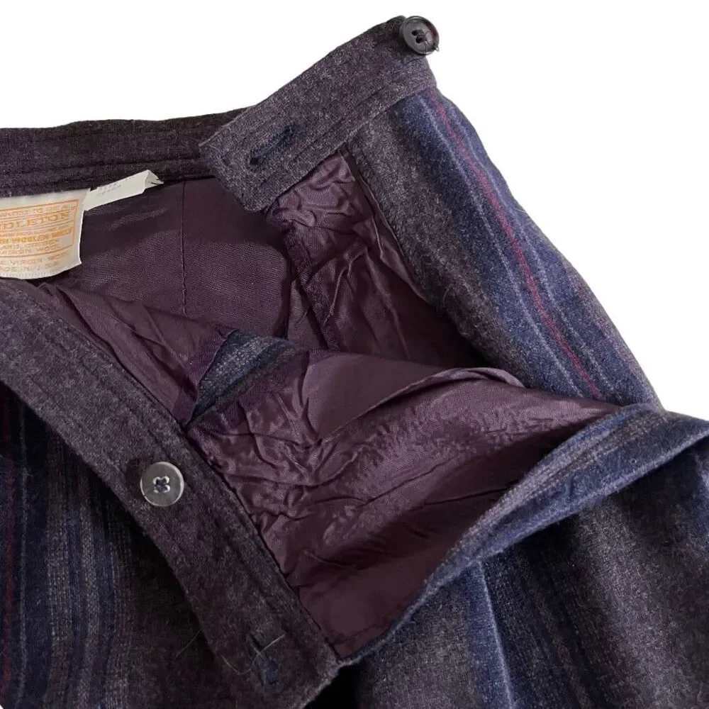 PENDLETON Purple Plaid Wool Skirt Midi Fully Lined VINTAGE Size 10 - Picture 6 of 10